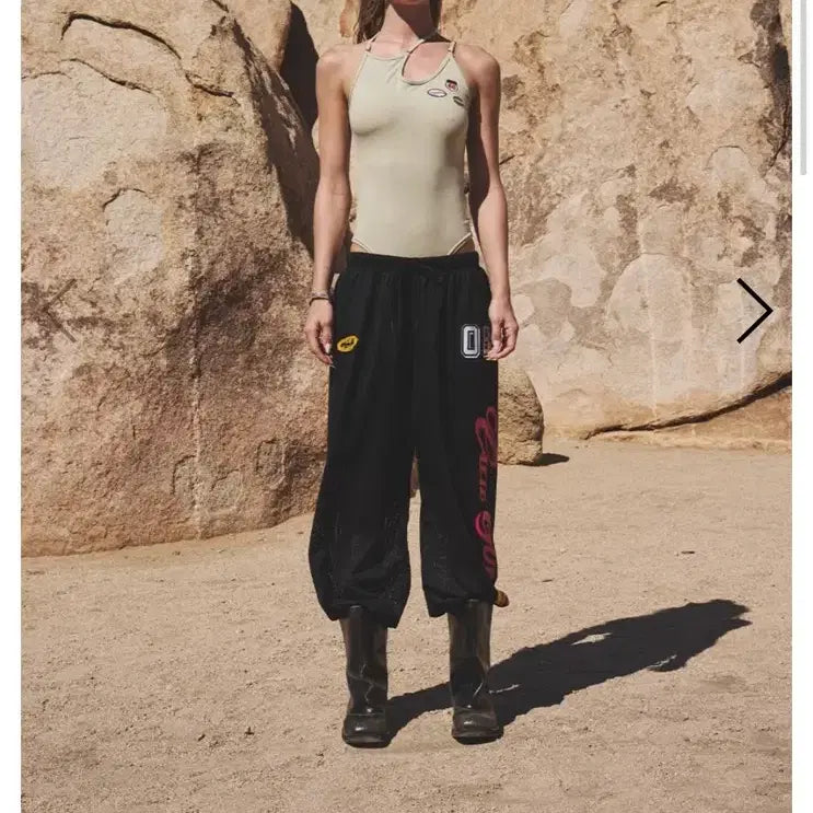 [BUNJANG] After If Call Graphic Mesh Wide Pants / 애즈이프캘리 그래픽 매쉬 와이드팬츠