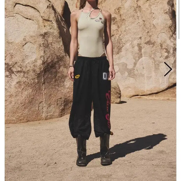 [BUNJANG] After If Call Graphic Mesh Wide Pants / 애즈이프캘리 그래픽 매쉬 와이드팬츠