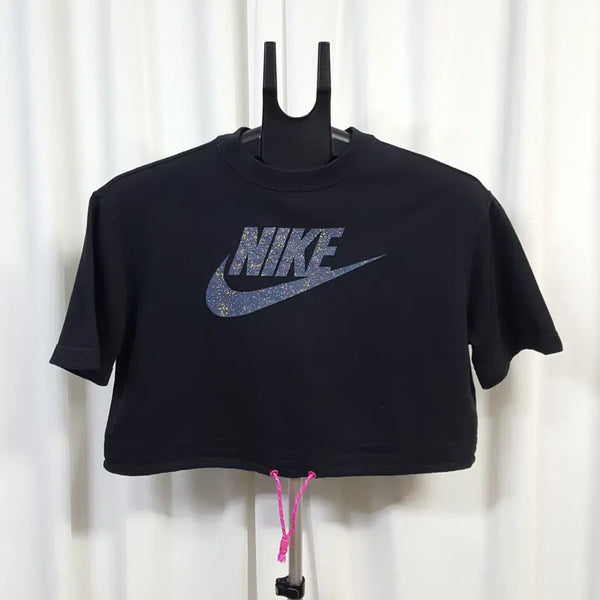 [BUNJANG] Nike Women's Cropped T-Shirt with Drawstring Hem (M) / 21년 나이키 여성 밑단스트링 크롭 반팔 티셔츠 M 오일장 0331