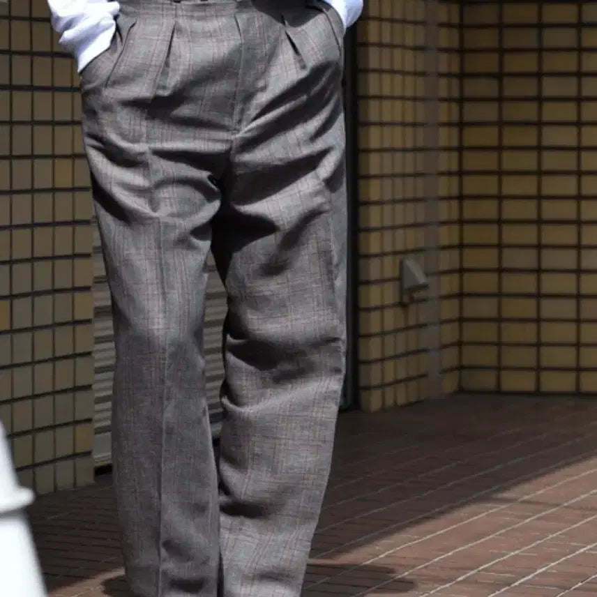 [BUNJANG] Matin Kim 25SS Jeffrey Pants Grey Sharkskin Pain Check Rayon Linen Blend Size 4 / [4] 마티앤선즈 25ss 제프리 그레이 샤크스킨 페인 체크