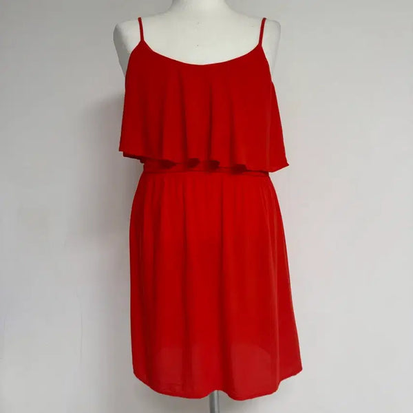 [BUNJANG] Toptem Red Spaghetti Strap Midi Dress Size 85 / 정품 탑텐 레드 스파게티끈 원피스 85