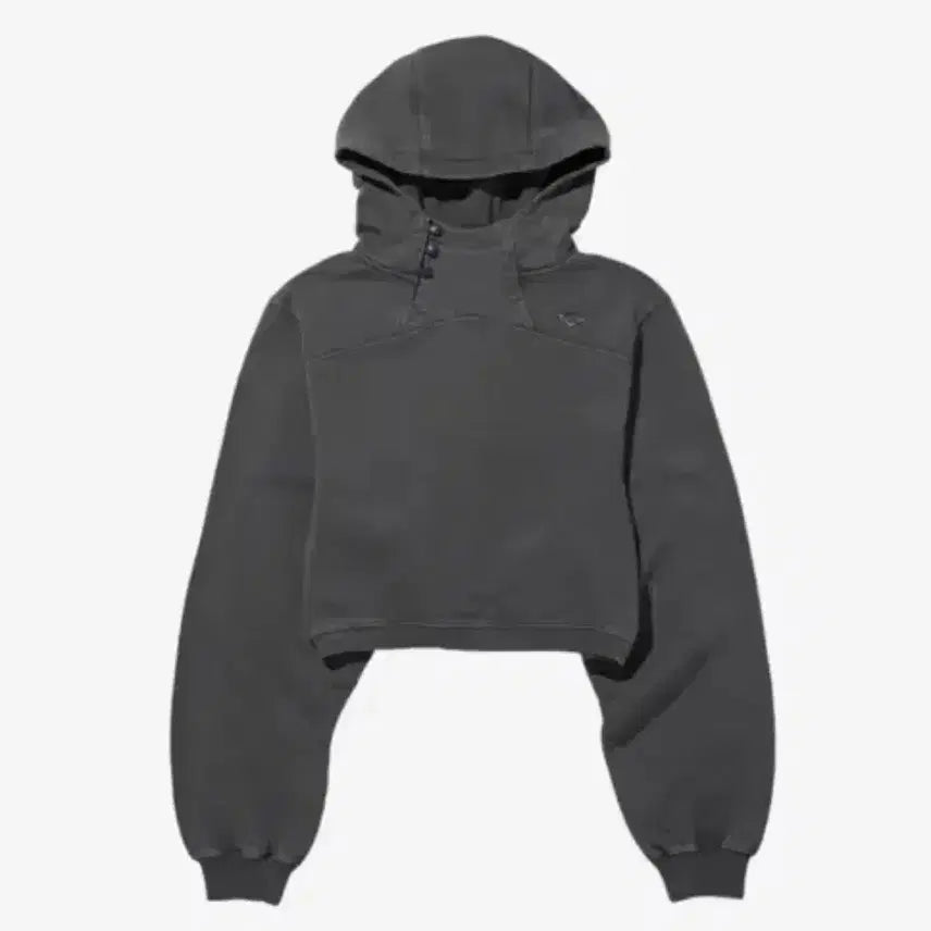 [BUNJANG] Mischief Side Button Crop Hoodie Charcoal S / 미스치프 사이드 버튼 크롭 후드 차콜 s