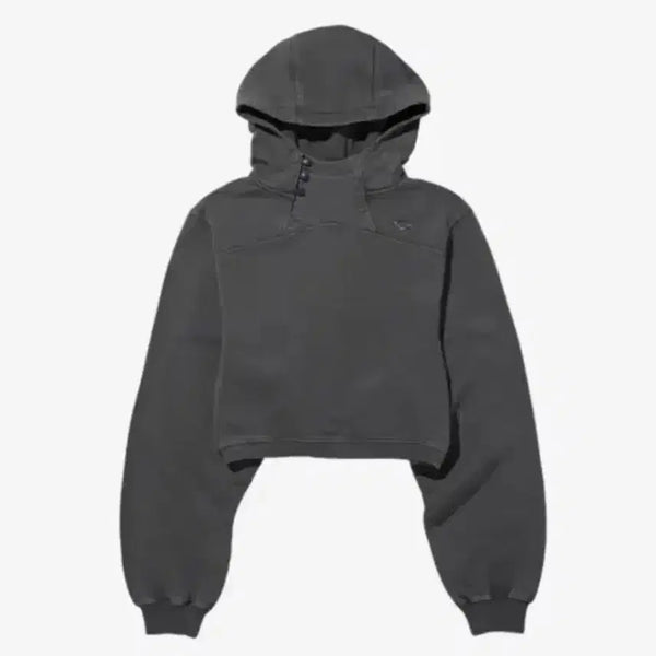 [BUNJANG] Mischief Side Button Crop Hoodie Charcoal S / 미스치프 사이드 버튼 크롭 후드 차콜 s
