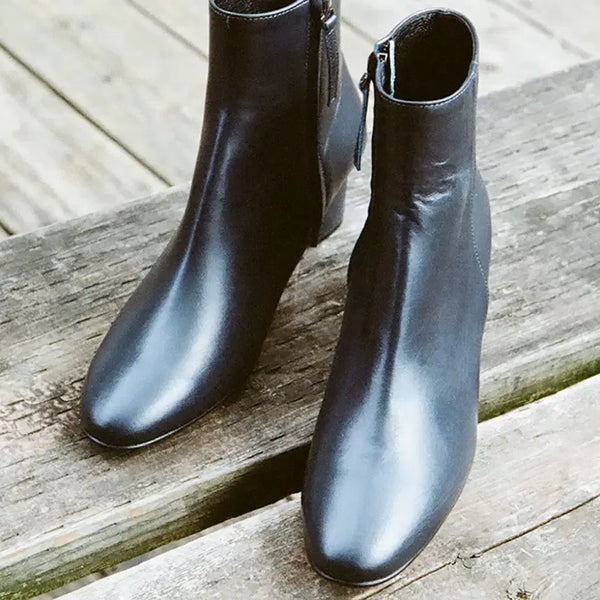 [BUNJANG] Mondaine Mondaine Real Leather Ankle Boots Deep Navy / 먼데인먼데이 리얼 레더 앵클 부츠 딥네이비 220mm 새상품 박스셋