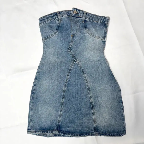 [BUNJANG] Zara Tube Top Denim Dress / 자라) 튜브탑 데님 원피스