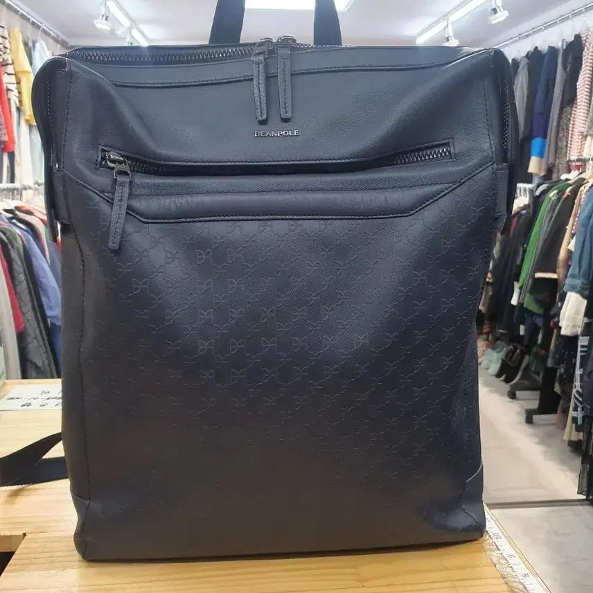 [BUNJANG] Beanpole Men's Square Leather Business Laptop Backpack / 정품 빈폴(BEANPOLE) 남성 스퀘어 가죽 백팩 / 노트북 비즈니스