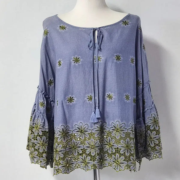 [BUNJANG] Blupepe Genuine Flower Embroidery Tassel Blouse / 블루페페 정품 플라워 자수 블라우스 66