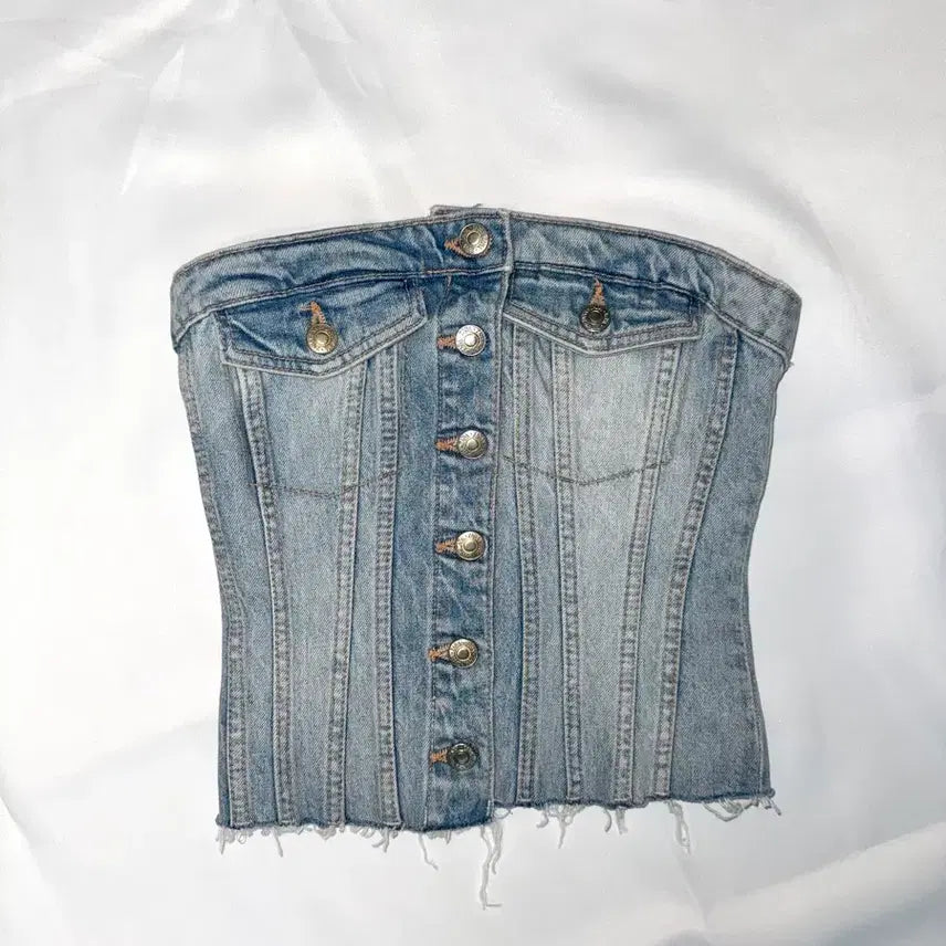 [BUNJANG] Zara Denim Corset Top / 자라) 데님 코르셋 탑