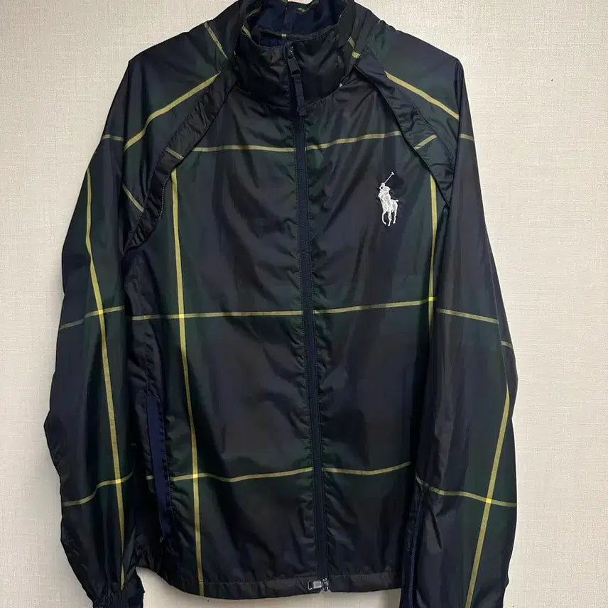 [BUNJANG] Polo Big Pony Check Two-Way Windbreaker Jacket / 폴로 빅포니 체크 투웨이 바람막이
