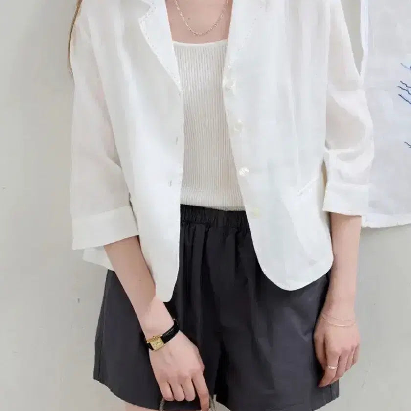 [BUNJANG] Modestmood Garden Jacket Linen 7-Sleeve White / 새상품/ 모데스트무드 가든자켓 Garden jacket