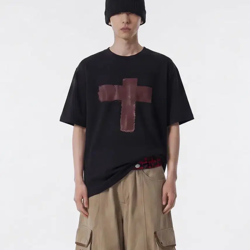 [BUNJANG] ELMENO EL Roughcross Cool Cotton Short Sleeve T-Shirt / 엘리메노 EL 러프크로스 쿨코튼 반팔티셔츠