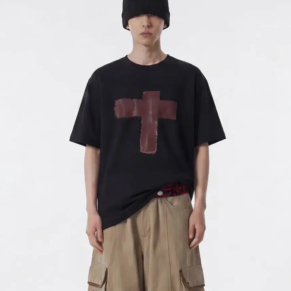 [BUNJANG] ELMENO EL Roughcross Cool Cotton Short Sleeve T-Shirt / 엘리메노 EL 러프크로스 쿨코튼 반팔티셔츠