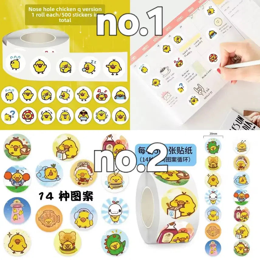 [BUNJANG] Kiiroitori 500pc Roll Stickers / 키이로이토리 롤 스티커 500매