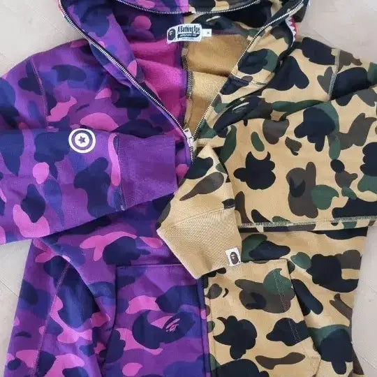 [BUNJANG] BAPE Camo Full Zip Hoodie Purple/Yellow / 베이프 카모 후드집업 퍼플/옐로우