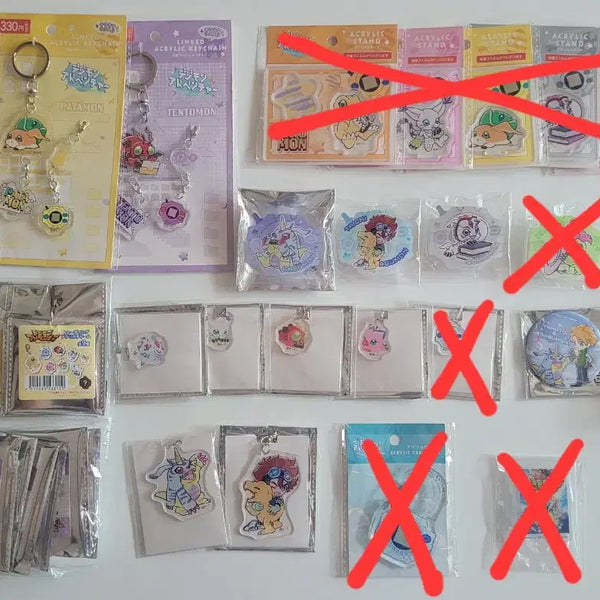 [BUNJANG] Digimon Acrylic Charm Keychain Holder Stand Badge Gacha Figure Set / 디지몬 아크릴 키링 키홀더 스탠드 뱃지 나란히 도트 가챠 피규어 정리