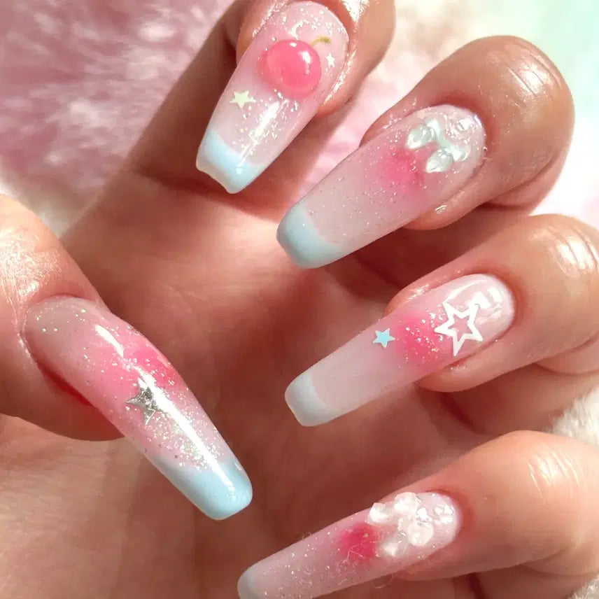 [BUNJANG] Handmade Balletcore Cloud Nail Tips / 발레코어 몽글몽글 수제네일팁