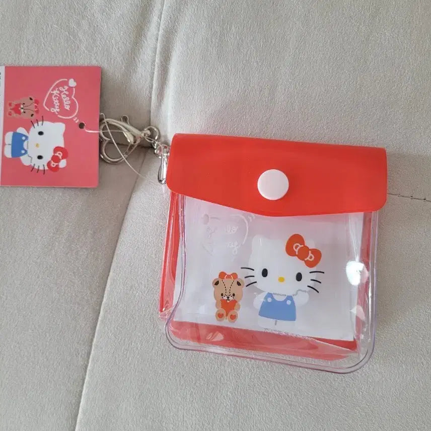[BUNJANG] Daiso Hello Kitty Snap Transparent Pouch Keyring / 다이소 헬로키티 똑딱이 투명 파우치키링