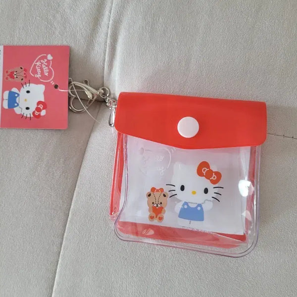 [BUNJANG] Daiso Hello Kitty Snap Transparent Pouch Keyring / 다이소 헬로키티 똑딱이 투명 파우치키링