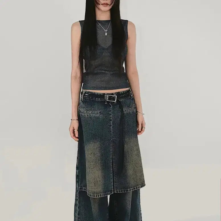 [BUNJANG] Chicwin Layered Denim Pants / 시크윈 레이어드 데님 팬츠