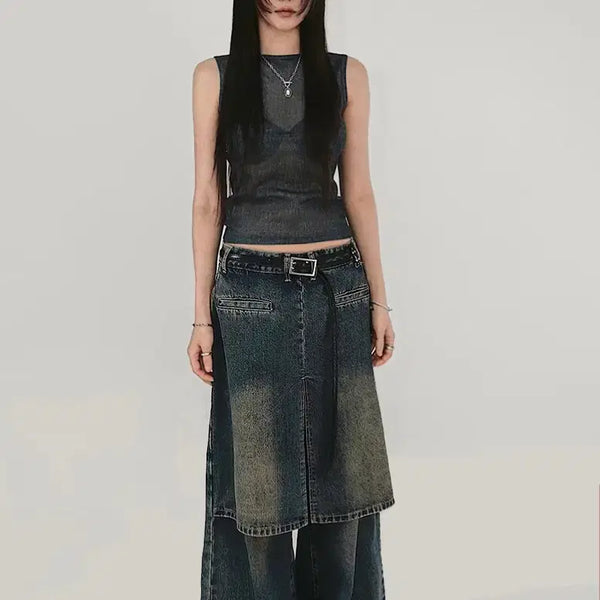 [BUNJANG] Chicwin Layered Denim Pants / 시크윈 레이어드 데님 팬츠