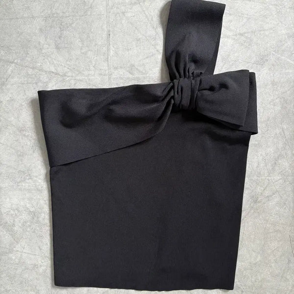 [BUNJANG] Valentino Black Ribbon Sleeveless One-Shoulder Top / VALENTINO 발렌티노 블랙 리본 슬리브리스 원숄더 탑