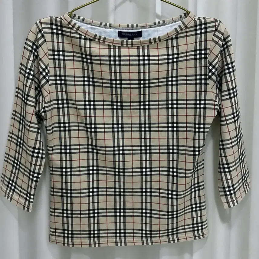 [BUNJANG] Burberry Check 7/10 Sleeve Top / 버버리 체크 7부 탑