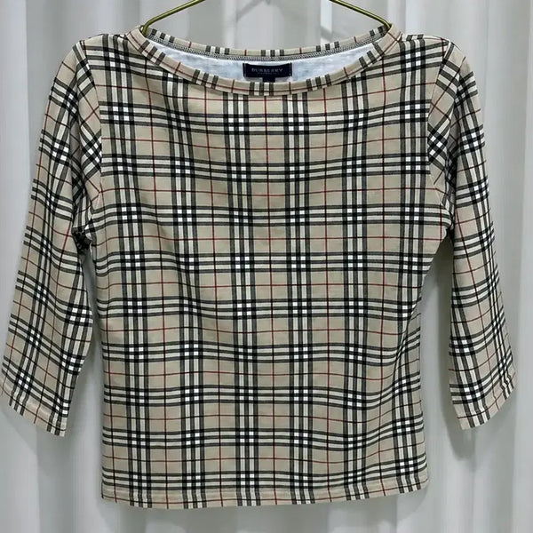 [BUNJANG] Burberry Check 7/10 Sleeve Top / 버버리 체크 7부 탑