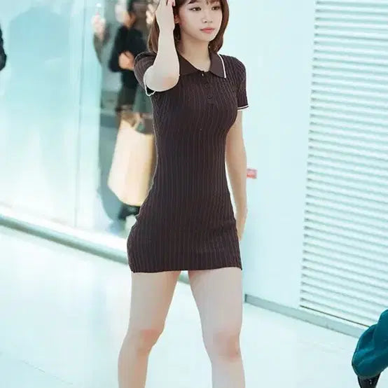 [BUNJANG] Zara Chaewon Kim Ribbed Mini Dress / 자라 김채원 원피스