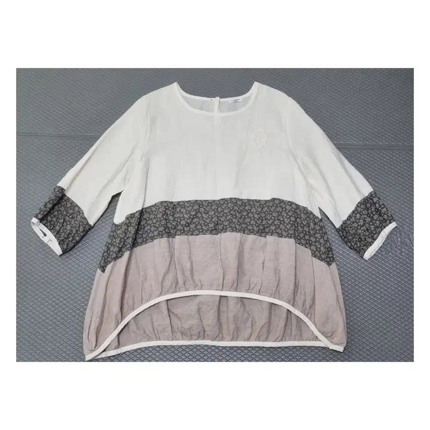[BUNJANG] Linen Colorblock Blouse / 린넨 마 배색 블라우스