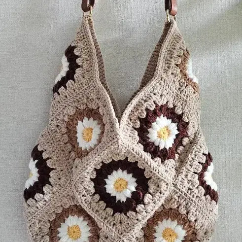 [BUNJANG] Floral Shoulder Bag Beige Brown / 꽃무늬 숄더백 베이지 브라운