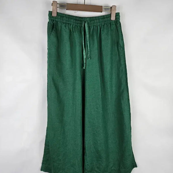 [BUNJANG] RH Studio Linen Blend Wide Crop Pants (Size F) / [무료배송]RH스튜디오 F 밴딩 린넨 마 100% 와이드 크롭 바지