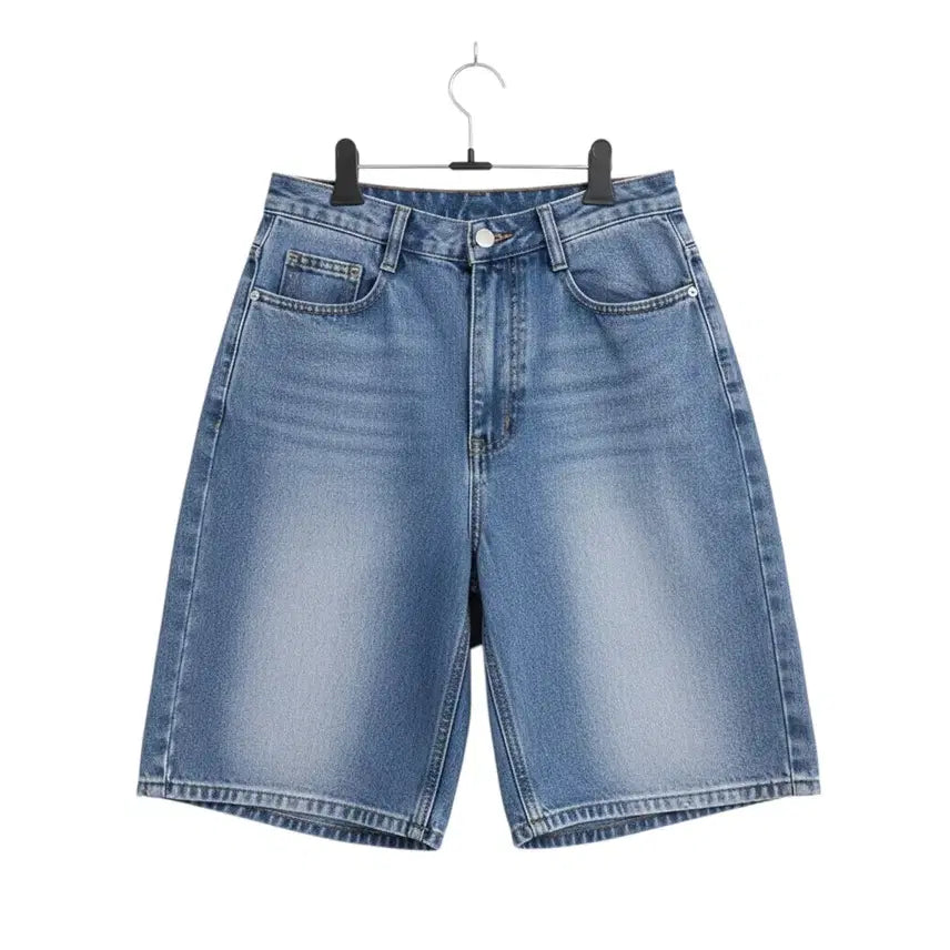 [BUNJANG] Women's Washed Light Blue Denim Shorts / 여성F/ 워싱 연청 데님 반바지 23-103