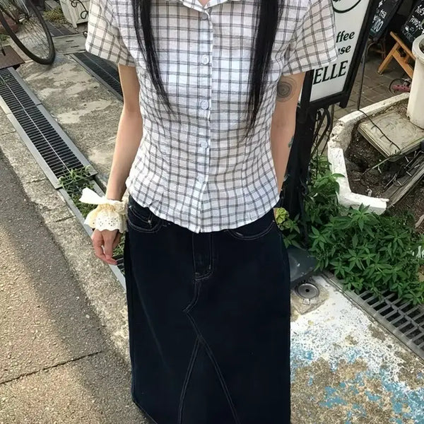 [BUNJANG] Checkered Short Sleeve Shirt / 체크 반팔 셔츠