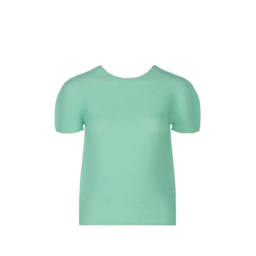 [BUNJANG] Issey Miyake Stretch Pleats Short Sleeve Top Sky Blue / 미 이세이미야케 7월 스트레치 플리츠 반팔탑 스카이블루