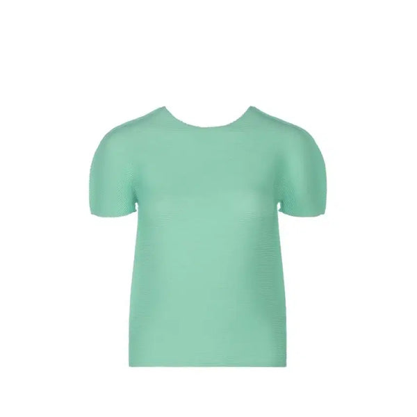 [BUNJANG] Issey Miyake Stretch Pleats Short Sleeve Top Sky Blue / 미 이세이미야케 7월 스트레치 플리츠 반팔탑 스카이블루