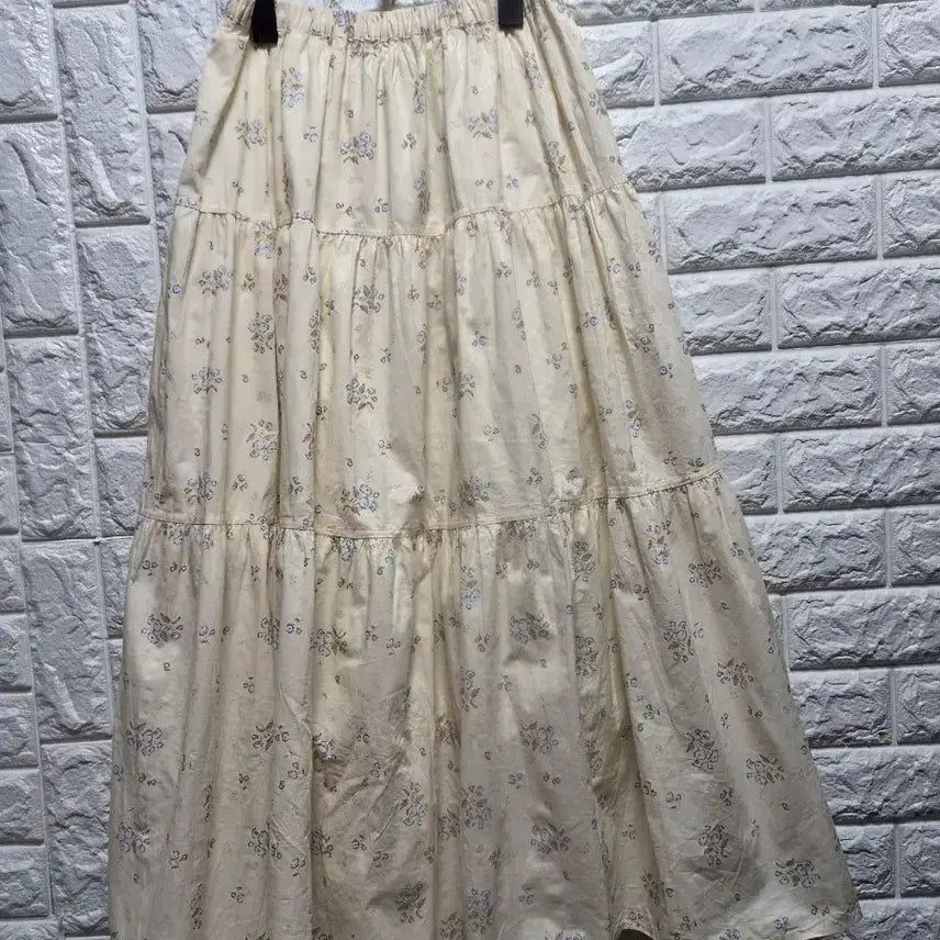 [BUNJANG] Floral Pattern Tiered Cotton Long Skirt / 플로럴 패턴 캉캉 면 롱 스커트