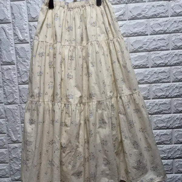 [BUNJANG] Floral Pattern Tiered Cotton Long Skirt / 플로럴 패턴 캉캉 면 롱 스커트