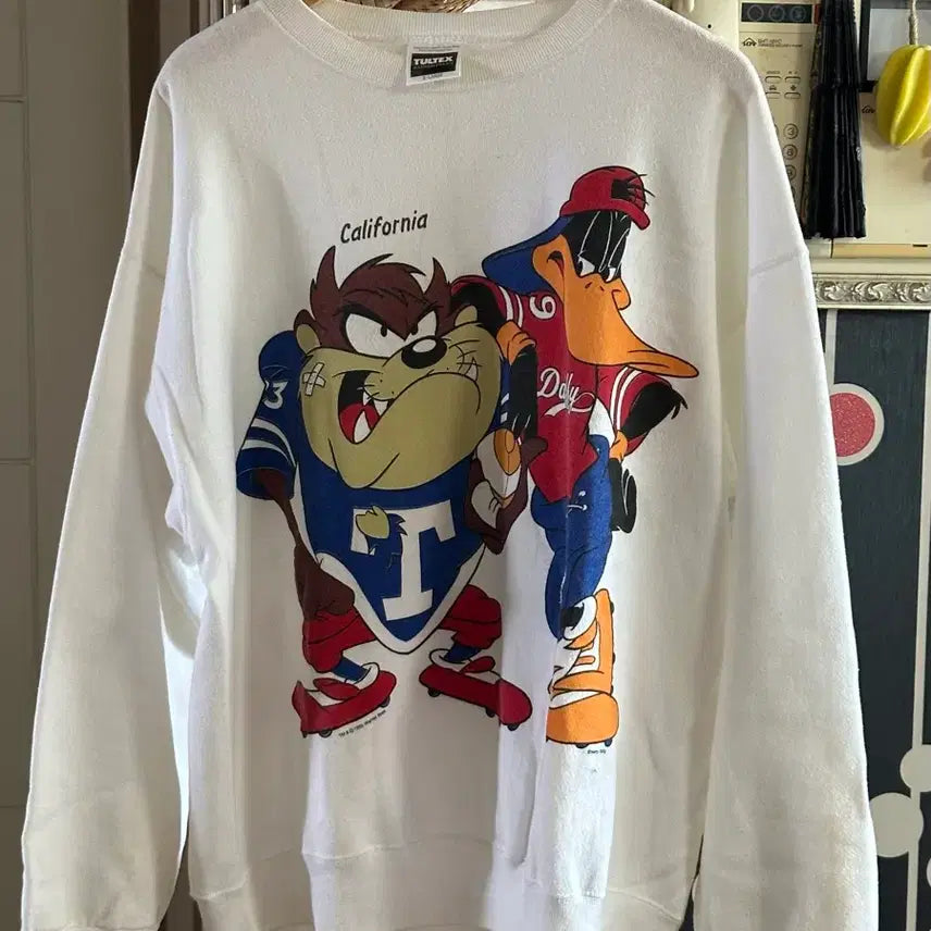 [BUNJANG] Vintage 90s Warner Bros. Taz & Daffy Double-Sided Print Sweatshirt XL / 빈티지 90s Warner Bros. Taz & Daffy 맨투맨