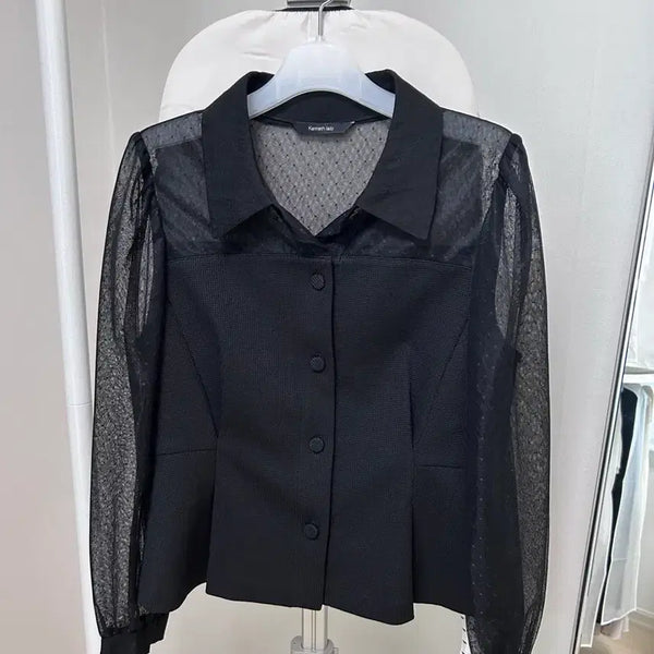 [BUNJANG] Kenneth Lady Black See-Through Blouse / [미착용새상품] 케네스레이디 블랙 시스루 블라우스