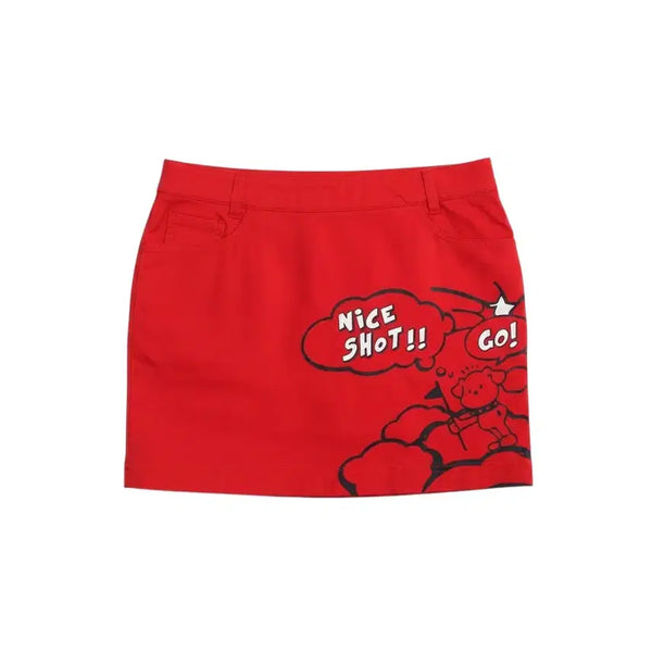 [BUNJANG] Pasadi Red Cotton Golf Skirt (Women's Size 67-94) / 여성 67-94/ 파사디 레드 코튼 골프스커트 23-109