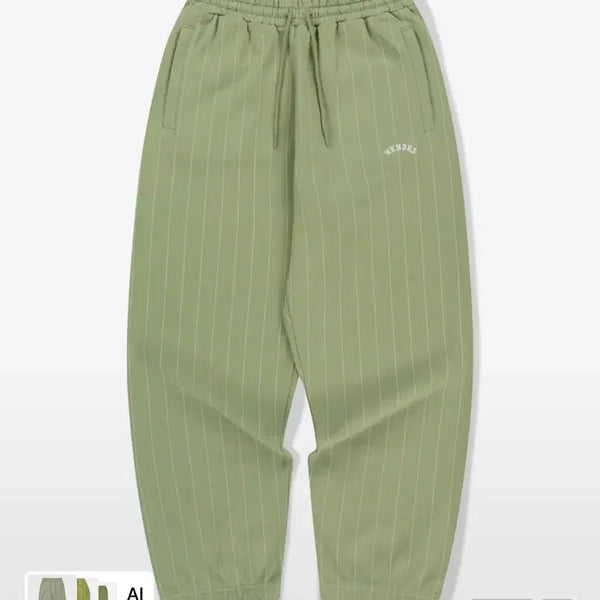 [BUNJANG] WEcanders Striped Sweatpants (Olive) / 위캔더스 바지 STRIPED 스웻 팬츠 (OLIVE)