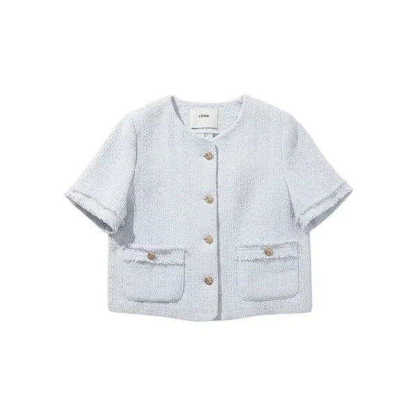 [BUNJANG] Women's Rowing Lapel Tweed Jacket / 여성F/ 로잉 노카라 트위드자켓 23-116