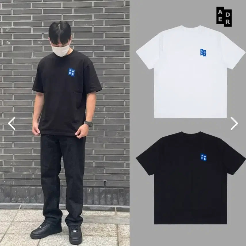 [BUNJANG] Ader Error Short Sleeve T-Shirt Black White / 아더에러 반팔 티셔츠 블랙 M/ 화이트 M,XL