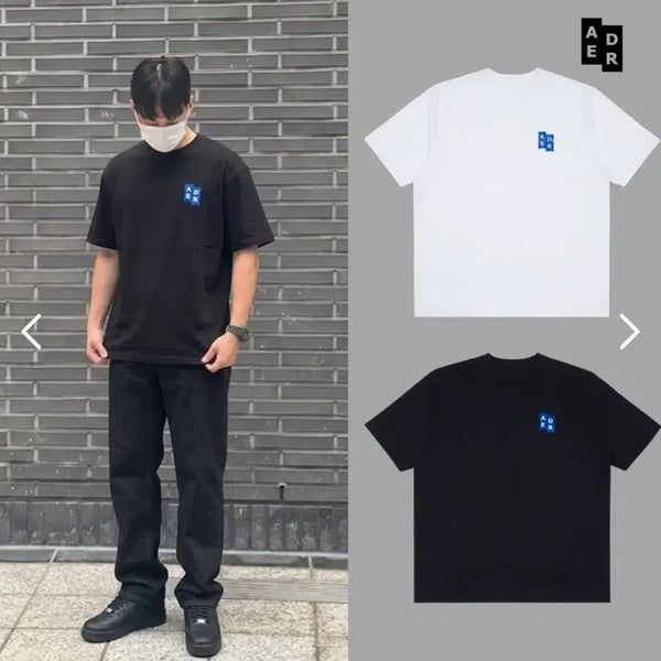 [BUNJANG] Ader Error Short Sleeve T-Shirt Black White / 아더에러 반팔 티셔츠 블랙 M/ 화이트 M,XL