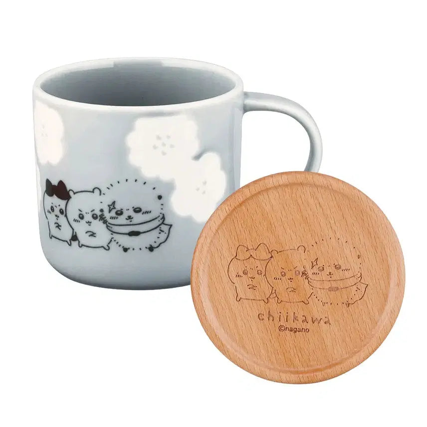 [BUNJANG] Chiikawa Happy Blossom Mug & Wood Coaster Set / 치이카와 해피블라썸 머그컵,우드코스터 세트 일본정품