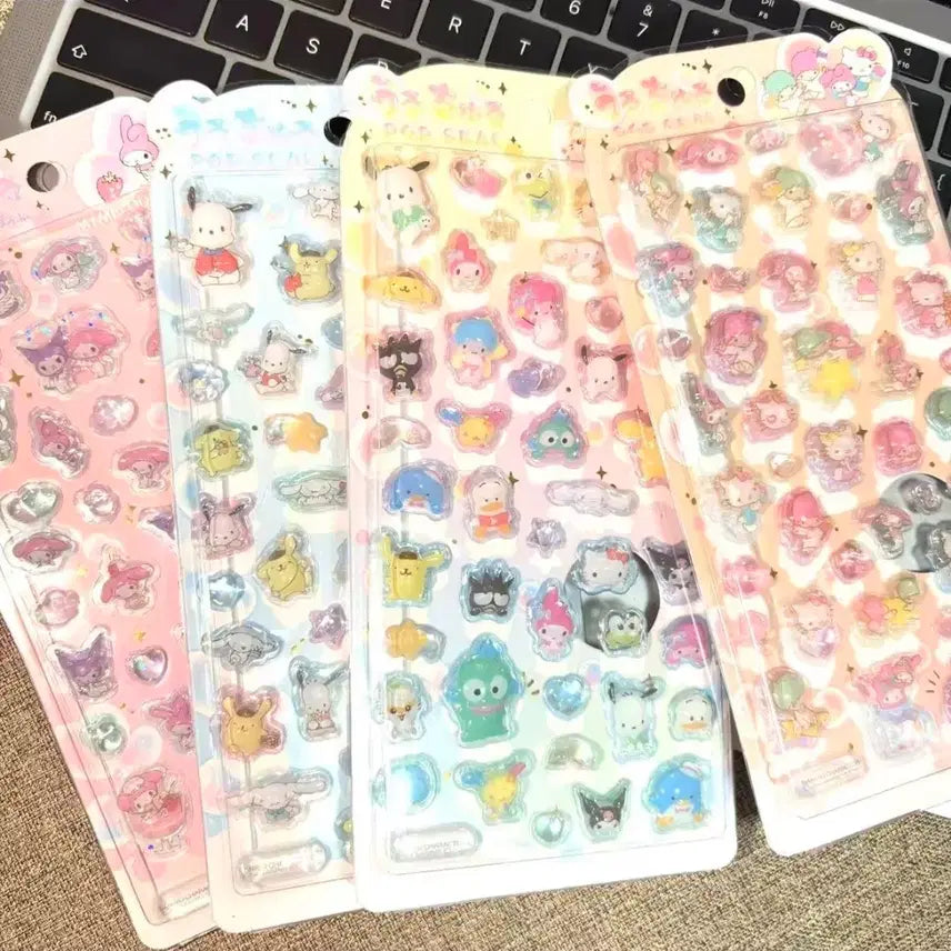 [BUNJANG] Sanrio Bonbon Drop 3D Sticker 4-Piece Set / 산리오 봉봉 드롭 3D 스티커 4종 세트