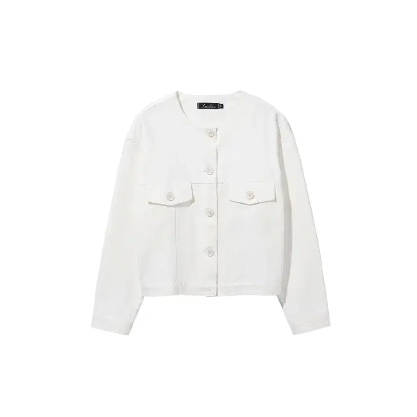 [BUNJANG] LanLan White Collarless Jacket XXL / 여성XXL/ LanLan 화이트 노카라 자켓 23-120