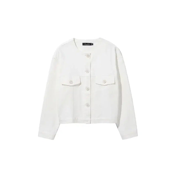 [BUNJANG] LanLan White Collarless Jacket XXL / 여성XXL/ LanLan 화이트 노카라 자켓 23-120