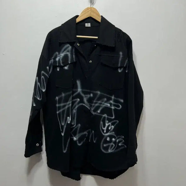 [BUNJANG] Oversized Graffiti Shirt Black / 오버핏 그래피티 셔츠 검정 F