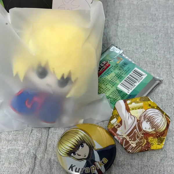[BUNJANG] Hunter x Hunter Kurapika Plush Set & Can Badge Bundle / 헌터x헌터 크라피카 눌셋 인형 캔뱃지 일괄